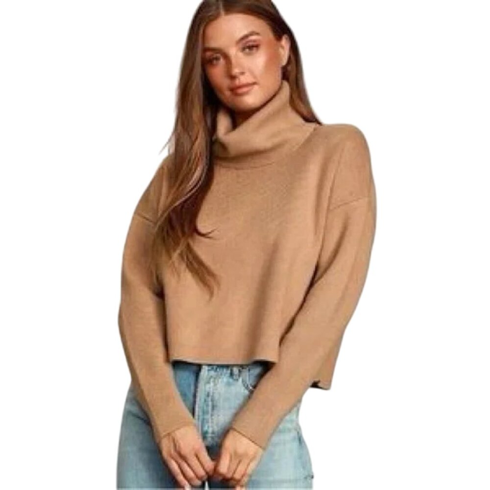 Lulus tan relaxed cowl neck top size M